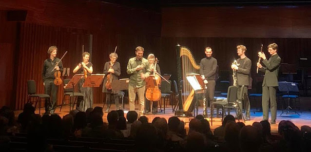 Aníbal Vidal & Britten Sinfonia at Milton Court after premiere of Invocación n.1: a mi arcano el Ermitaño