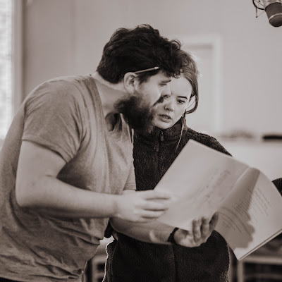 Arthur Keegan and Lotte Betts-Dean at the recording sessions (Photo: foxbrush.co.uk)