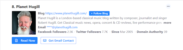 Planet Hugill featured in FeedSpot Top 60 Opera Blogs