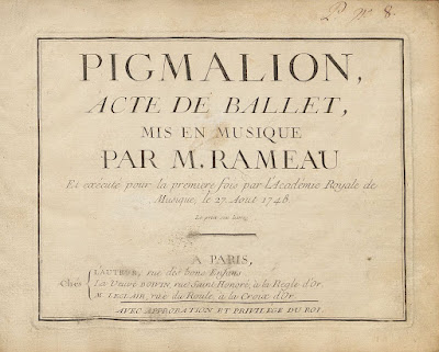 Rameau: Pigmalion - Sheet music from original publication, 1748