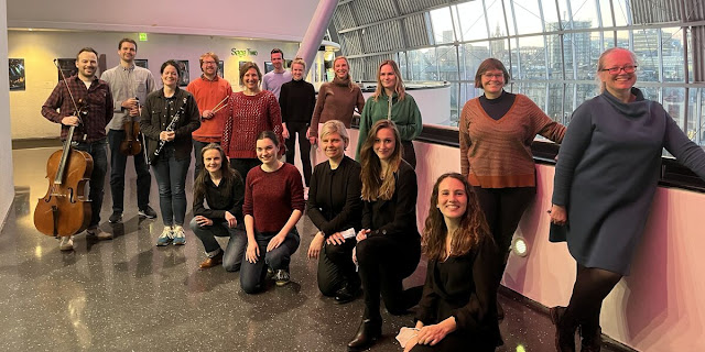 Alice Farnham with members of the Royal Northern Sinfonia members of the RPS Women Conductors programme at the Glasshouse including Charlotte Corderoy