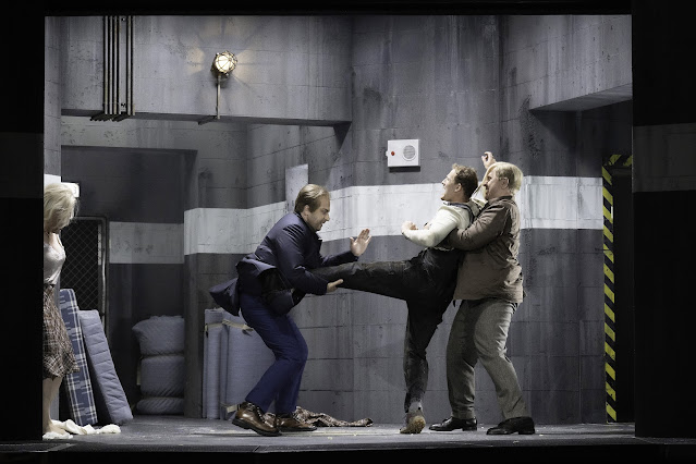 Handel: Giulio Cesare in Egitto - Lucile Richardot (Cornelia), Andrey Zhilikhovsky (Achilla), Federico Fiorio (Sesto), Yuriy Mynenko (Tolomeo) - Salzburg Festival (Photo: SF/Monika Rittershaus)