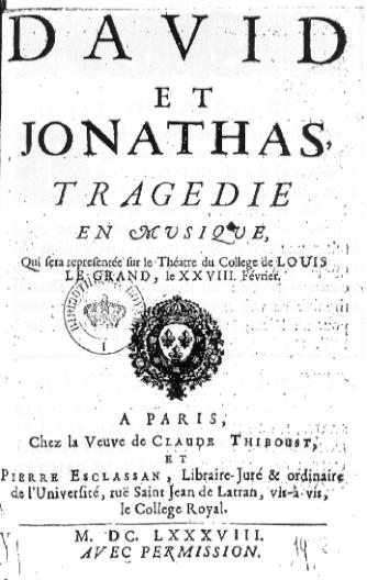 Charpentier's tragédie en musique David et Jonathas