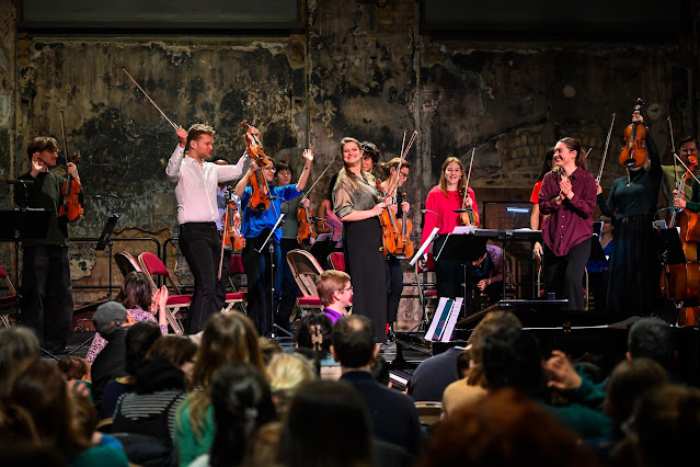 Chromatica Emerging Conductor Tess Jackson and Leader Maren Bosma perform Carnival of the Animals at Battersea Arts Centre February 2025 (Photo: Monika Jakubowska) Chromatica Emerging Conductor Tess Jackson and Leader Maren Bosma perform Carnival of the Animals at Battersea Arts Centre February 2025 (Photo: Monika Jakubowska)