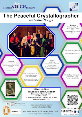 Celebrating the electic life of pioneering crystallographer Dame Kathleen Lonsdale: Electric Voice Theatre at Conway Hall for Bloomsbury Festival