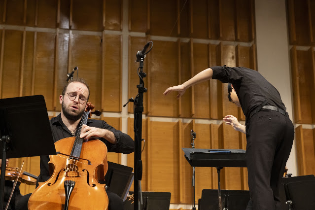U.S. premiere of Vaja Azarashvili’s Cello Concerto at Merkin Hall in New York, featuring Sandro Sidamonidze as soloist with Orchestra for People and conductor Hahnsol Kim (Photo: Matthew Holler) U.S. premiere of Vaja Azarashvili’s Cello Concerto at Merkin Hall in New York, featuring Sandro Sidamonidze as soloist with Orchestra for People and conductor Hahnsol Kim (Photo: Matthew Holler)