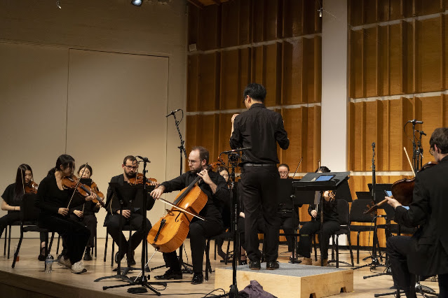 U.S. premiere of Vaja Azarashvili’s Cello Concerto at Merkin Hall in New York, featuring Sandro Sidamonidze as soloist with Orchestra for People and conductor Hahnsol Kim (Photo: Matthew Holler) U.S. premiere of Vaja Azarashvili’s Cello Concerto at Merkin Hall in New York, featuring Sandro Sidamonidze as soloist with Orchestra for People and conductor Hahnsol Kim (Photo: Matthew Holler)